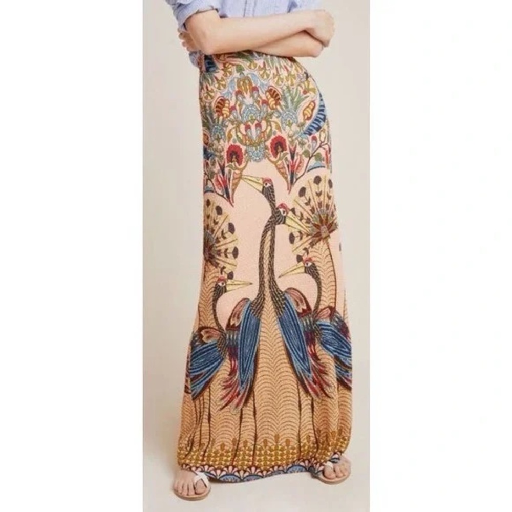 Farm Rio x Anthropologie Mixed Print Peacock Maxi Skirt | M